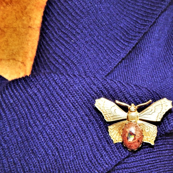 Boulder Opal Butterfly Brooch - Picture 3 of 8